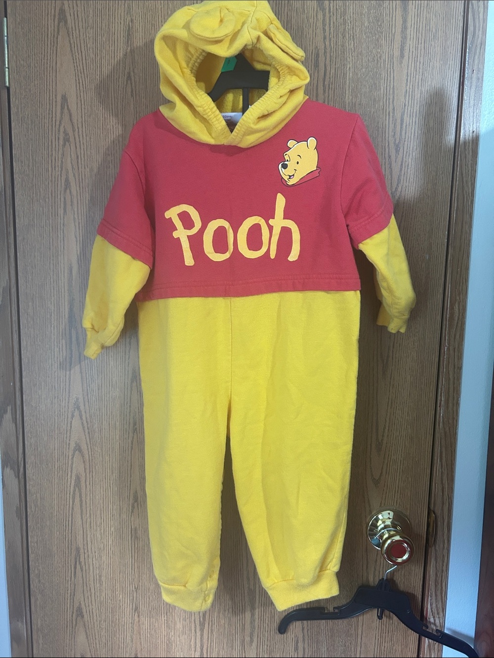 VTG 90s Disney Baby Winnie the Pooh Hooded Romper Costume 18-24M